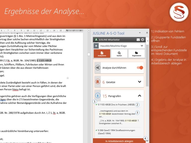 Ergebnisse der Textanalyse ASO Tool
